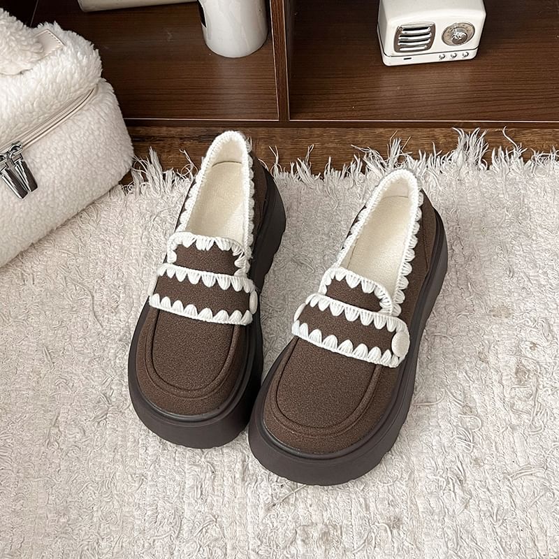 Platform Embroidered Loafers Trim