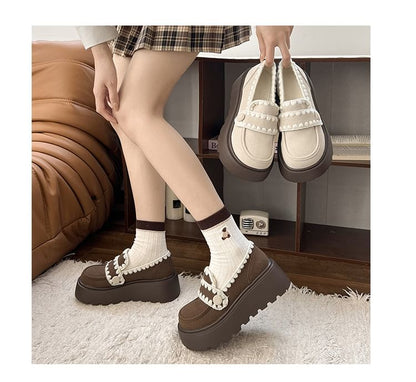 Platform Embroidered Loafers Trim