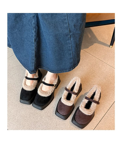 Heel Shoes Platform Mary Jane Square-Toe Chunky