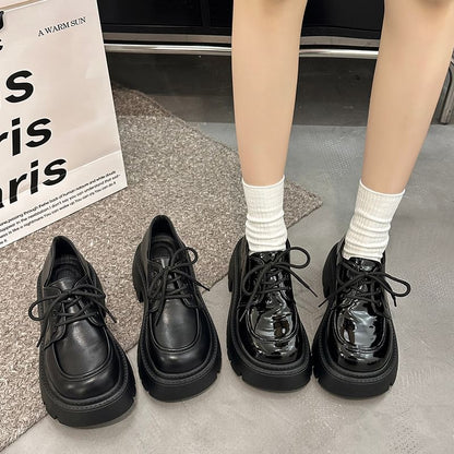 Platform Heel Chunky Shoes Lace-Up