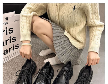 Platform Heel Chunky Shoes Lace-Up