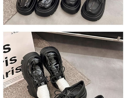 Platform Heel Chunky Shoes Lace-Up