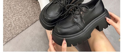 Platform Heel Chunky Shoes Lace-Up