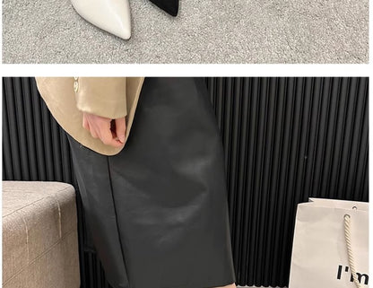 Peral Strap Pointy Shoes Mary Jane Heel Faux Low