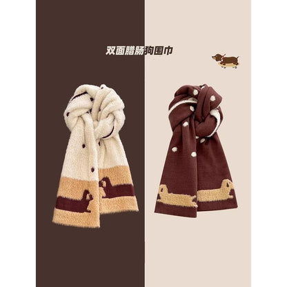 Dog Scarf Knit Patterned Dotted