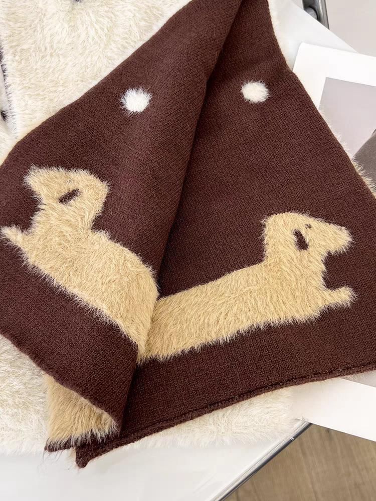Dog Scarf Knit Patterned Dotted