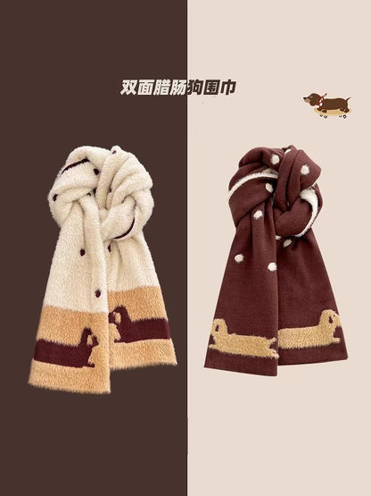 Dog Scarf Knit Patterned Dotted
