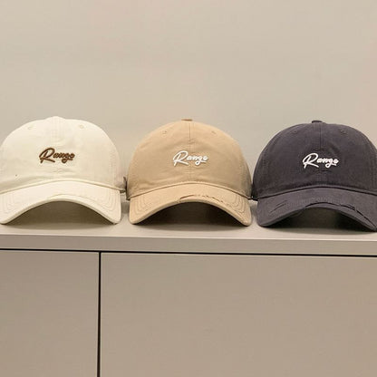 Embroidered Distressed Letter Cap