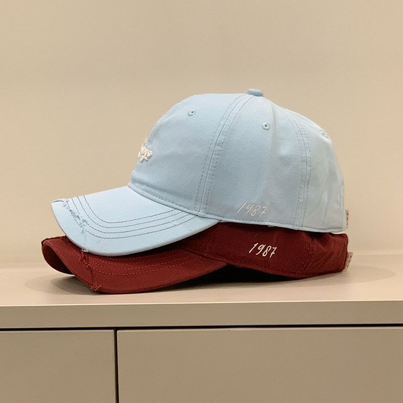 Embroidered Distressed Letter Cap