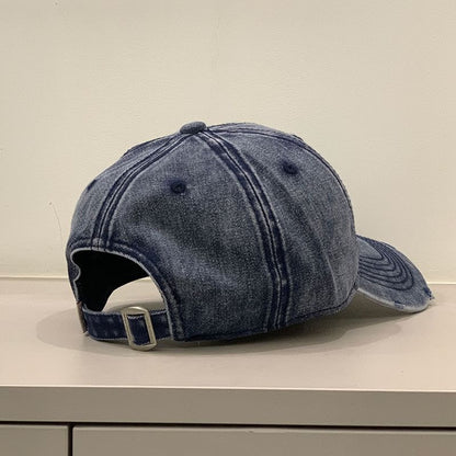 Washed Cap Embroidered Letter Distressed