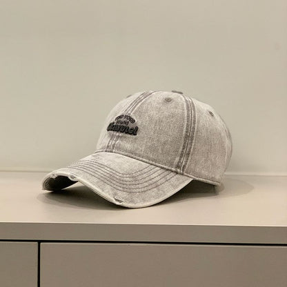 Washed Cap Embroidered Letter Distressed