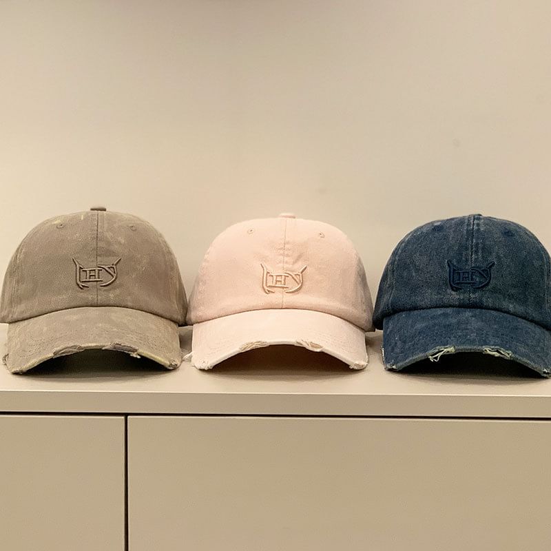 Embroidered Cap Distressed Letter