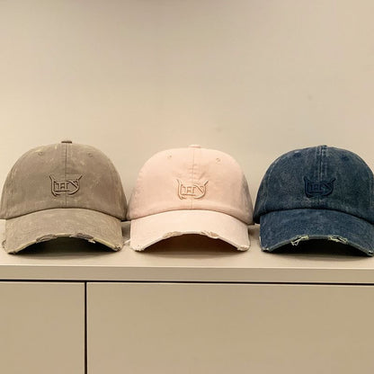 Embroidered Cap Distressed Letter