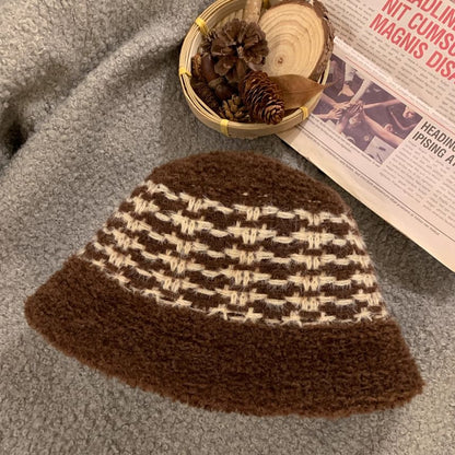 Bucket Striped Fluffy Hat