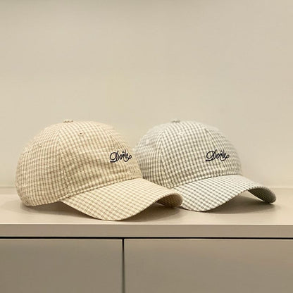 Letter Cap Gingham Embroidered