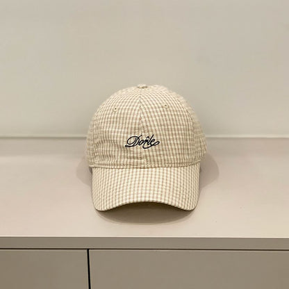 Letter Cap Gingham Embroidered