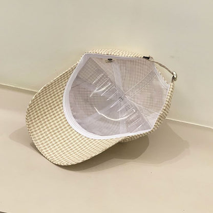 Letter Cap Gingham Embroidered