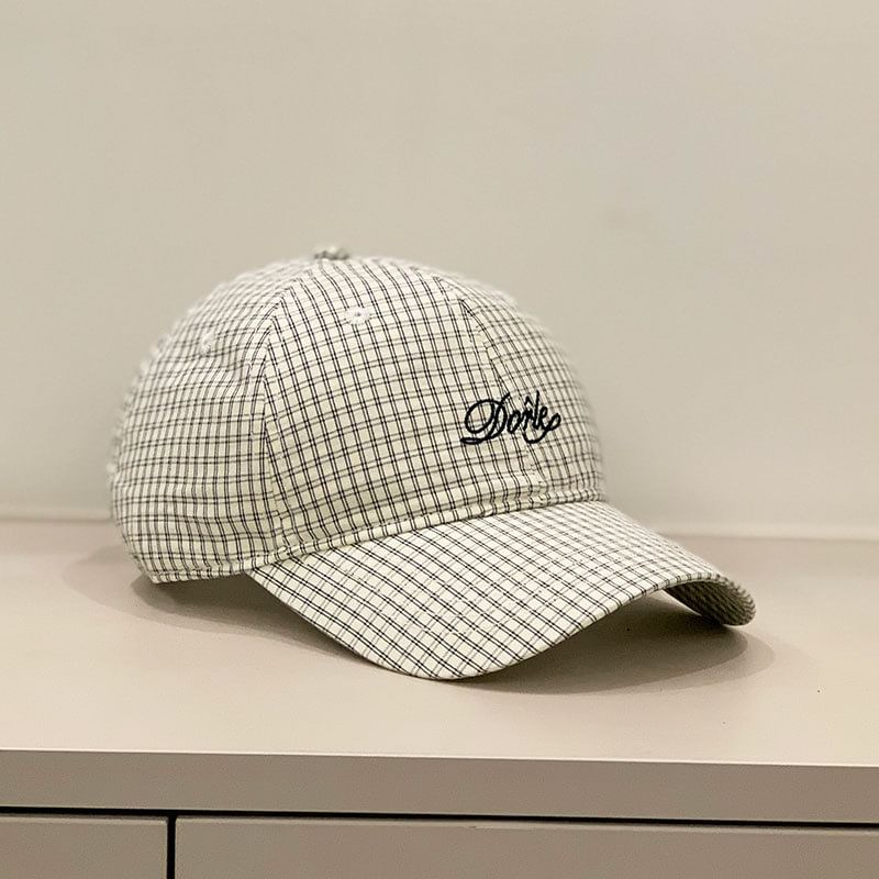 Letter Cap Gingham Embroidered