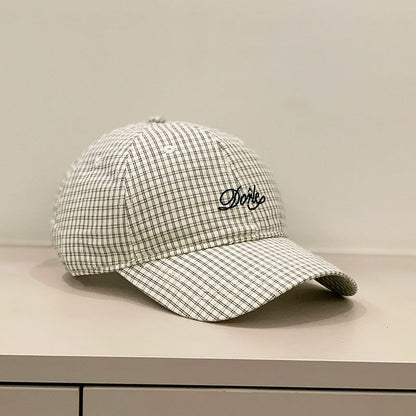 Letter Cap Gingham Embroidered
