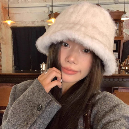 Fluffy Bucket Plain Hat