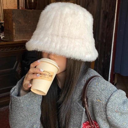 Fluffy Bucket Plain Hat
