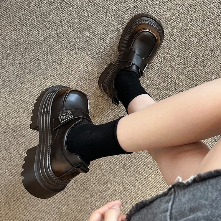 Leather Metal Adhesive Faux Accent Shoes Platform Strap