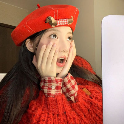 Beret Dog Stitched Contrast