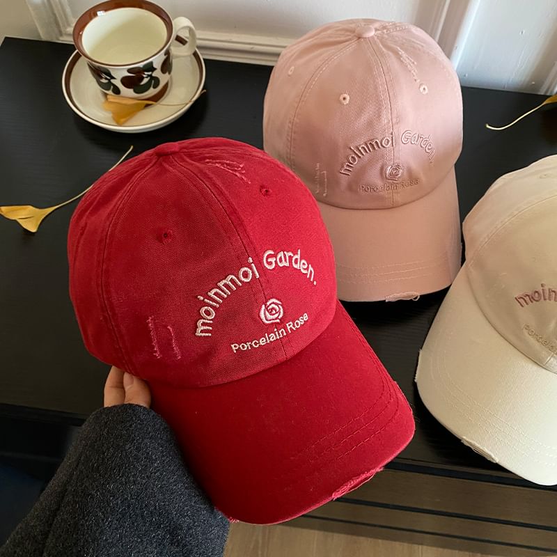 Baseball Embroidered Lettering Cap Distressed