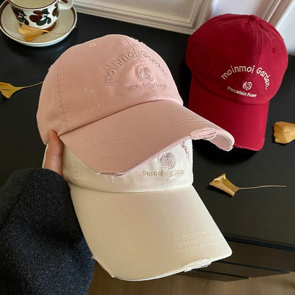 Baseball Embroidered Lettering Cap Distressed