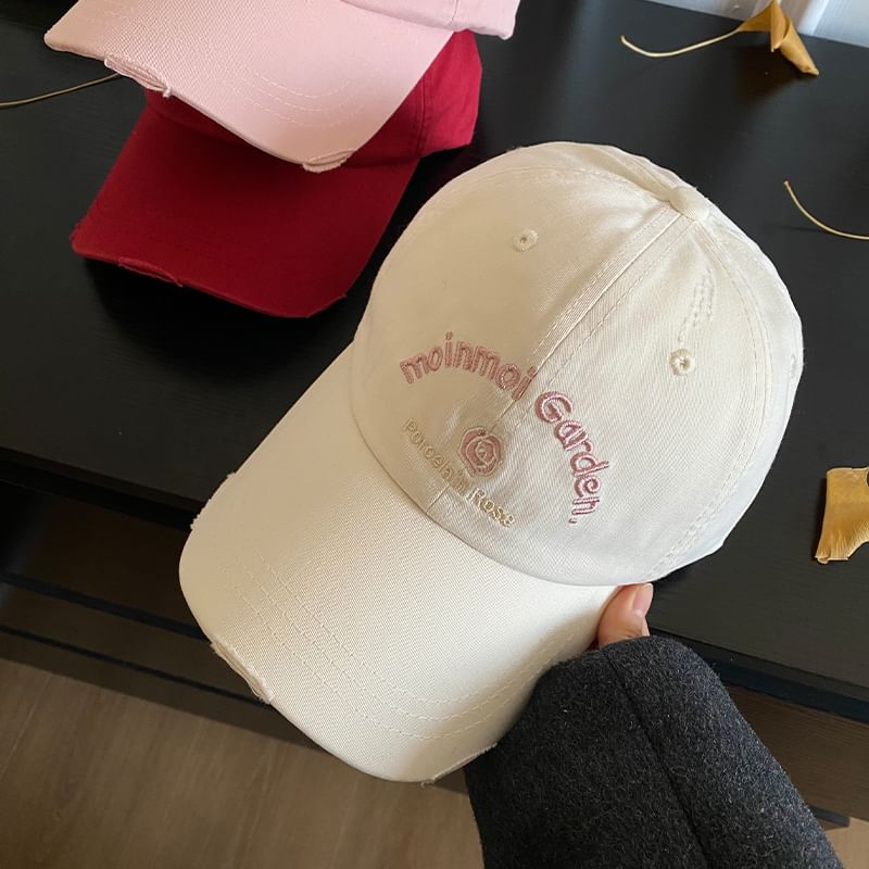 Baseball Embroidered Lettering Cap Distressed