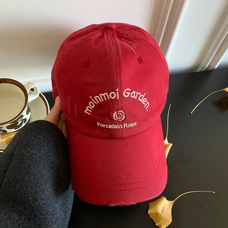 Baseball Embroidered Lettering Cap Distressed