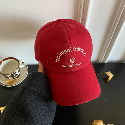 Baseball Embroidered Lettering Cap Distressed