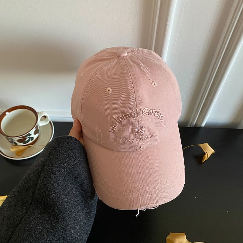 Baseball Embroidered Lettering Cap Distressed