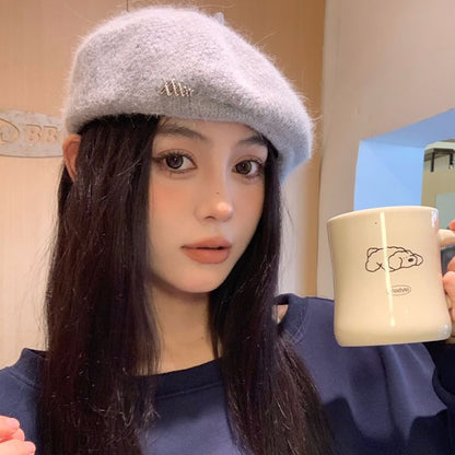 Rhinestone Accent Beret Knit