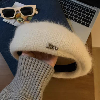 Rhinestone Accent Beret Knit