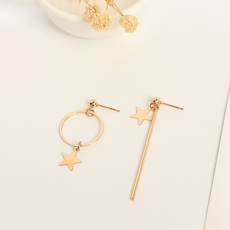 Star Earring Dangle Asymmetrical