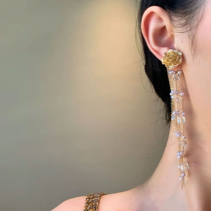 Earring Flower Pearl Faux Stud