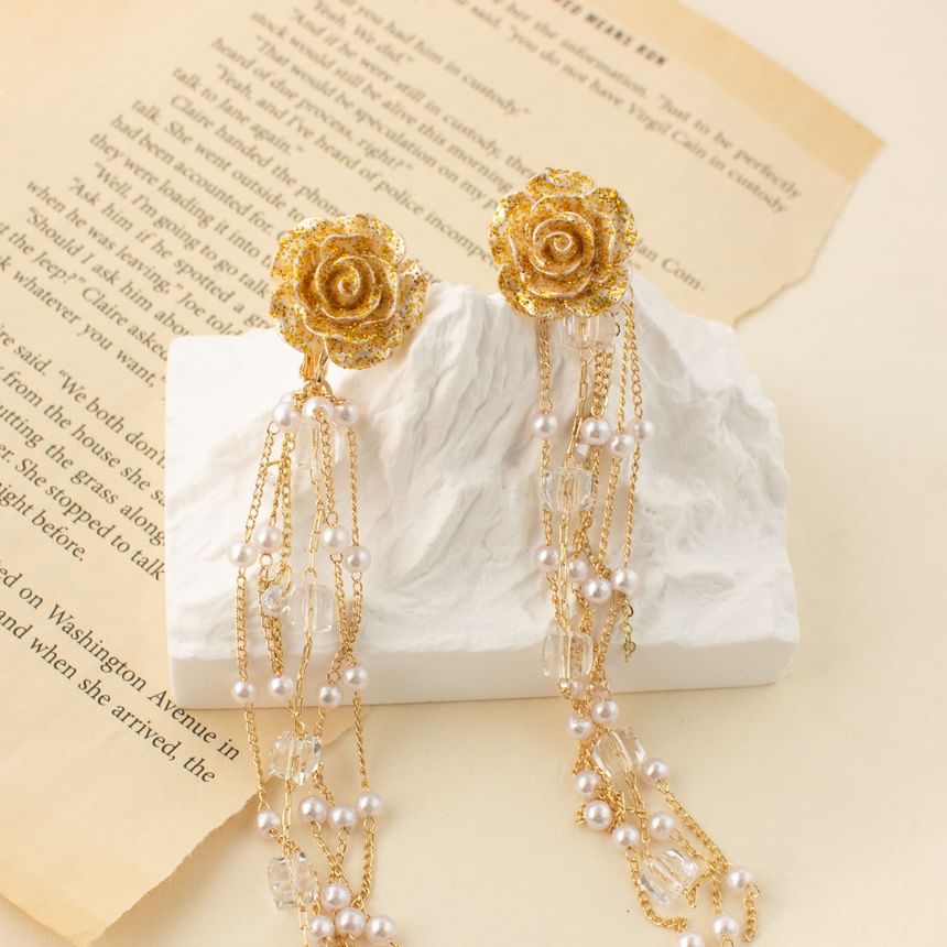 Earring Flower Pearl Faux Stud