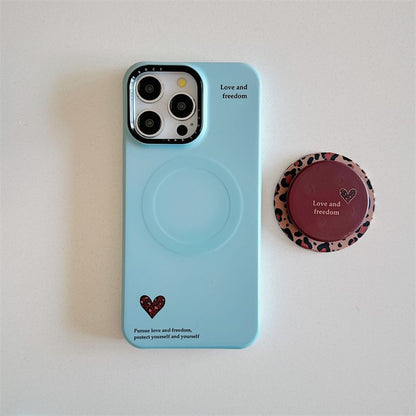 Leopard Print Heart Magnetic (Compatible with MagSafe) Phone Case / Tassel Charm / Set