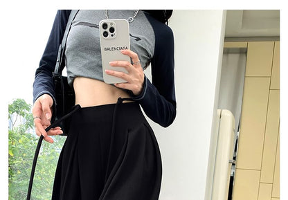 Rise High Designs) Leg Pants Plain Wide (Various