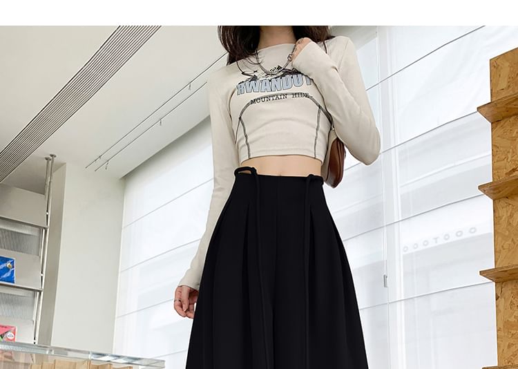 Rise High Designs) Leg Pants Plain Wide (Various