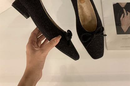 Toe Flats Bow Square