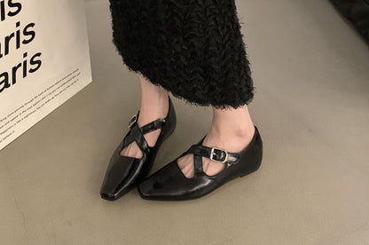 Wedge Criss Toe Hidden Mary Jane Pumps Square Cross