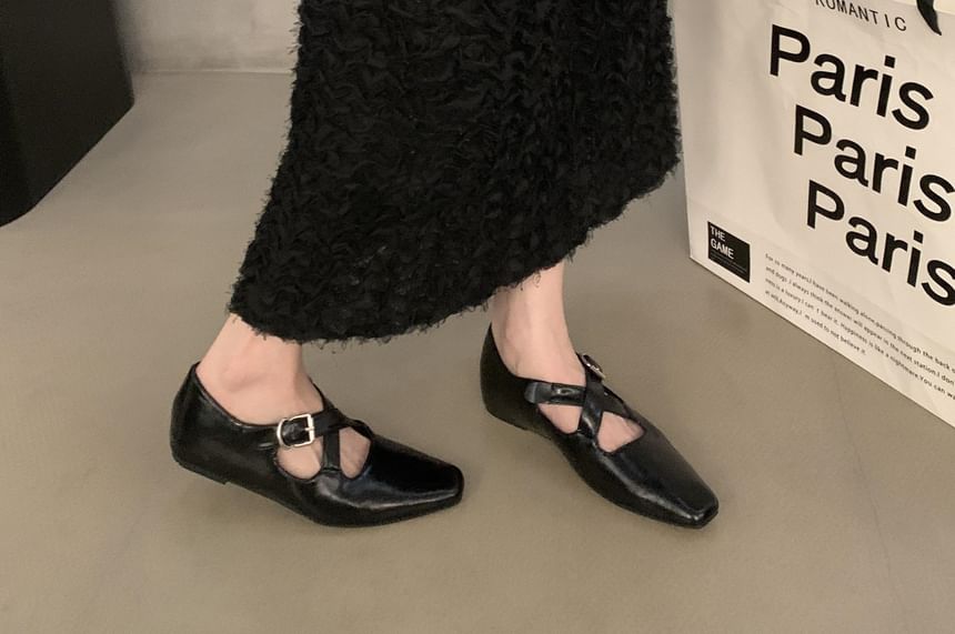 Wedge Criss Toe Hidden Mary Jane Pumps Square Cross