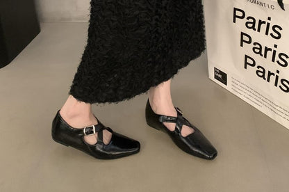 Wedge Criss Toe Hidden Mary Jane Pumps Square Cross