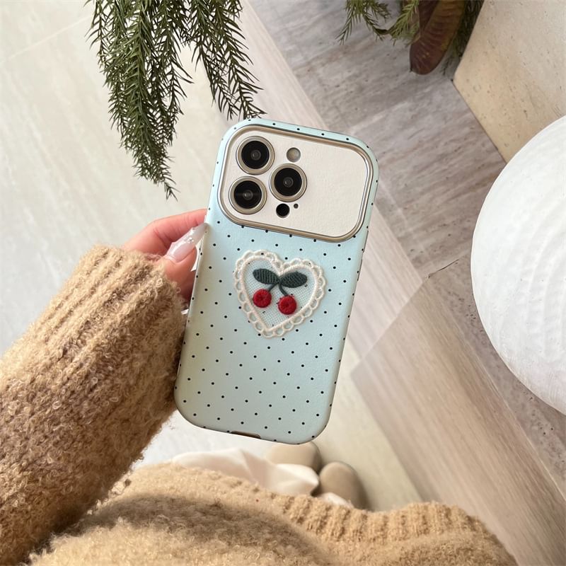 Case Embroidered Cherry Phone