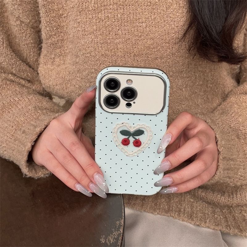 Case Embroidered Cherry Phone