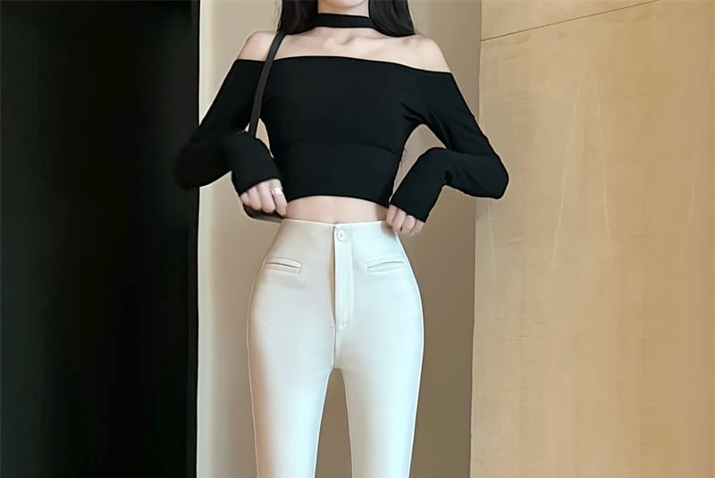 Bootcut Plain Rise Pants High