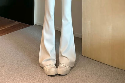 Bootcut Plain Rise Pants High