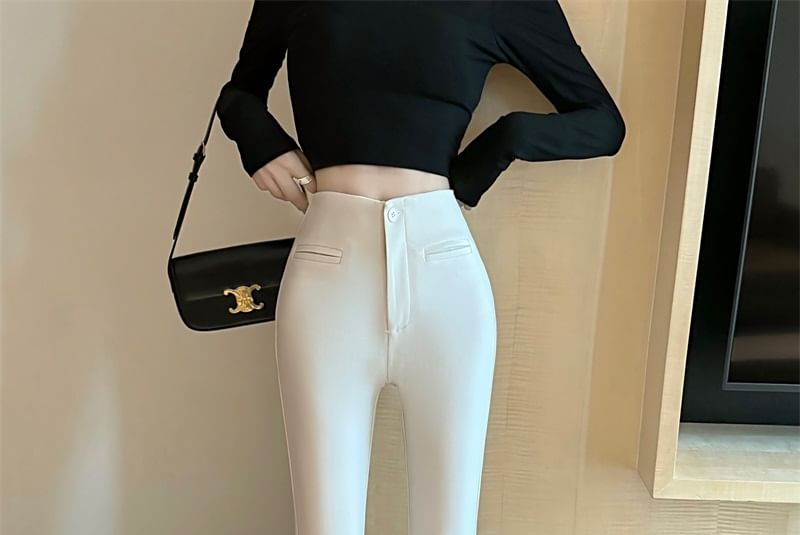 Bootcut Plain Rise Pants High